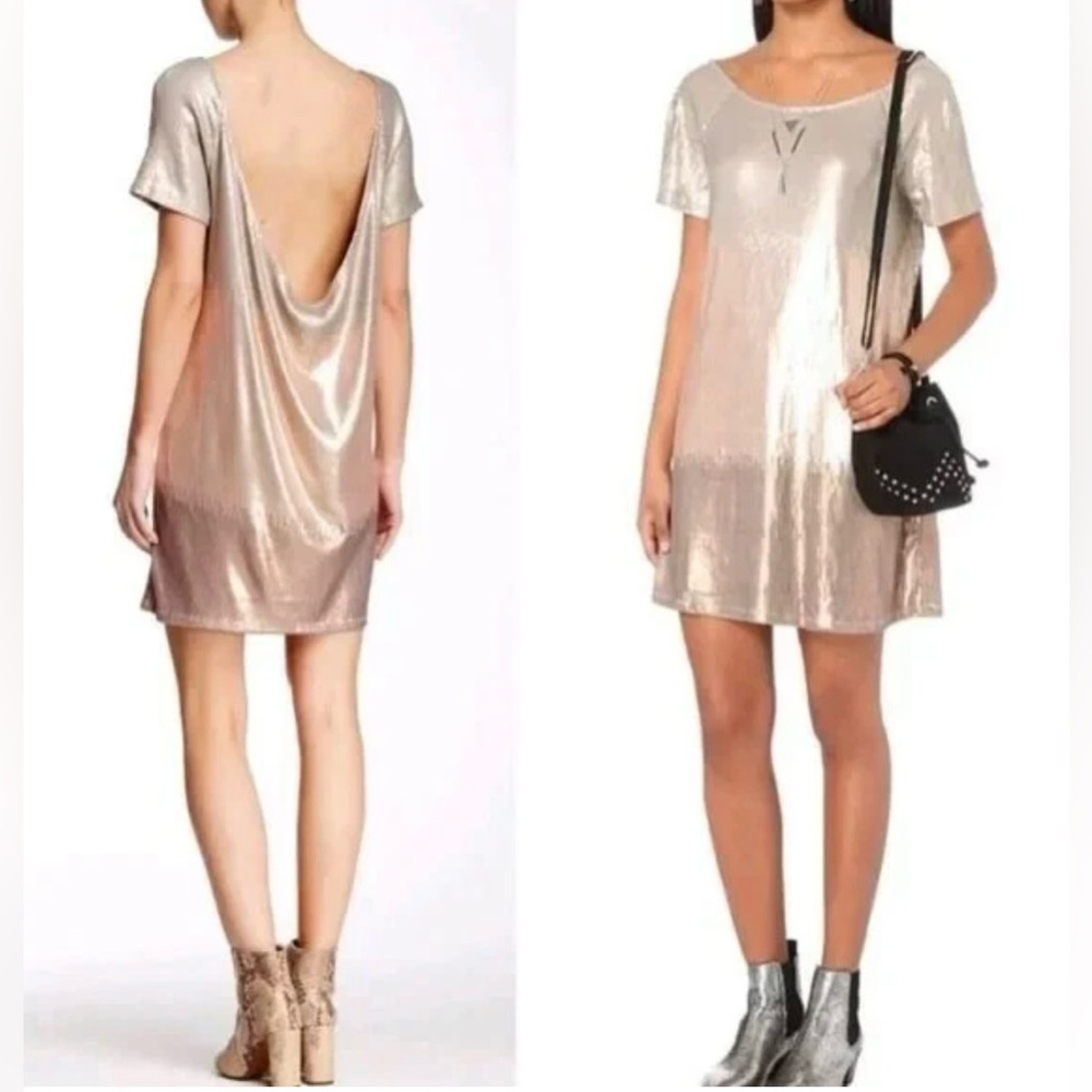 FREE PEOPLE Drenched In Sequins Oversized Mini Dress size Large Womens